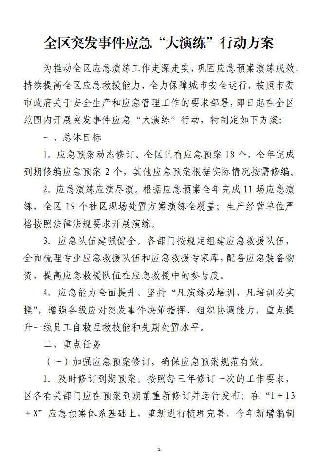 突发事件应急大演练行动方案范文材料_纵横材料网