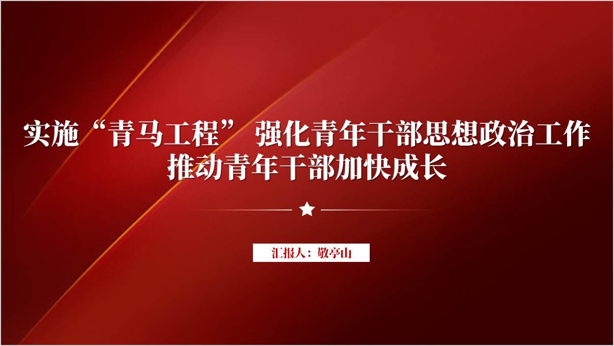 实施“青马工程” 强化青年干部思想政治工作